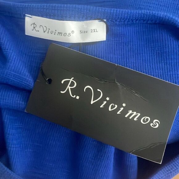 NEW Tie Waist Balloon Sleeve Textured Knit Dress Cobalt Blue 2XL - Picture 10 of 11